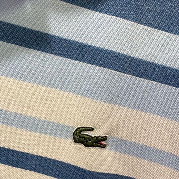 Lacoste Mens polo blue and white striped collared shirt - Picture 12 of 13